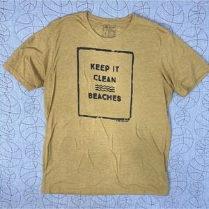 One Ocean Apparel T-shirt Yellow Keep It Clean Beaches / Men's Large